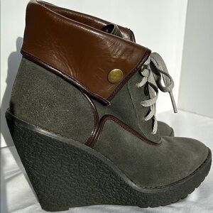 Colin Stuart Brown and Gray Wedge Boots